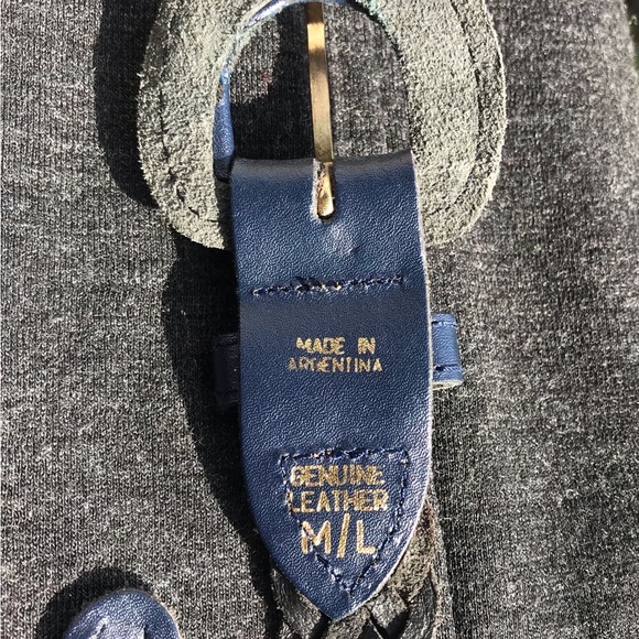 Navy woven leather BELT - size M/L - Picture 4 of 4